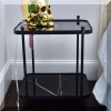 F26. Tiered modern side table with faux marble. 23”h x 20”w x 17”d 